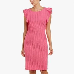 NWT Adrianna Papell Fiesta Pink Wavy Ottoman Shift Dress, Size XS